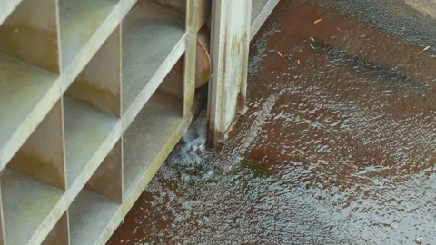 Flowing wastewater making a mud in 4k slow motion Vídeos de archivo 93034650
