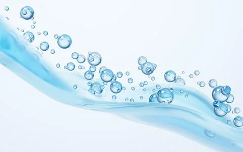 Flowing water bubbles and wave background, 3d rendering. Stock Illustration