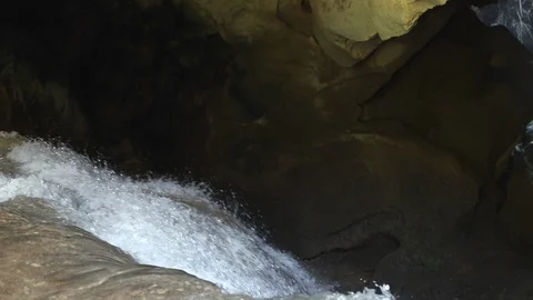 Flowing water in cave Stock Footage 111709071