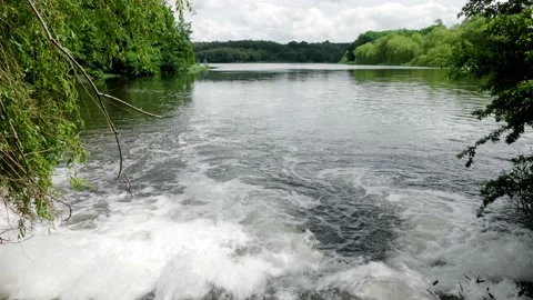 Flowing water into lake Stock Footage 177496151
