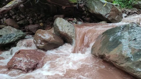 Flowing water with rocks  in a mountain river in Peru 動画素材 283273085
