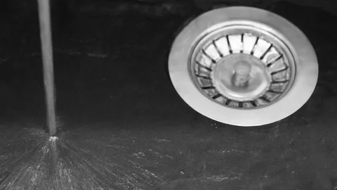 Flowing water in sink Stock Footage 102131718