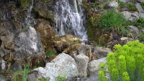 Flowing water stream, water drops and reflection Stock Footage 104979904