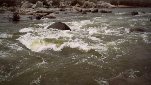 Flowing water through rocks and land, mind relaxing video with sound Stock Footage 291601770