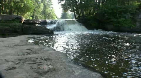 Flowing Water from Waterfall Stock Footage 21303005