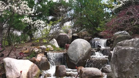 Flowing waterfall creating calm and peaceful natural scene Video stock 334098589