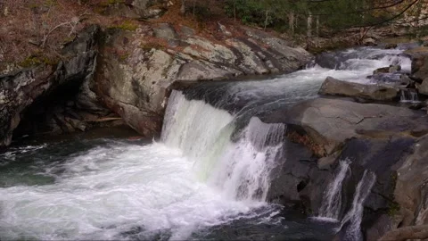 Flowing Waterfall in Mountain River Video stock 170829856