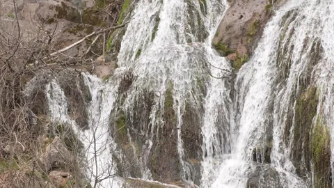 Flowing Waterfall in Natural Rocky Environment Stock Footage 288830633