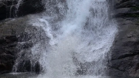 Flowing waterfall on stone slow motion Video stock 74764131