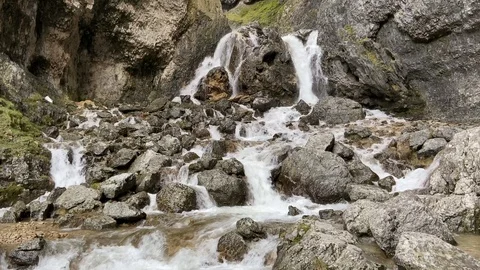 Flowing Waterfall Through Rocks Stock Footage 125628403