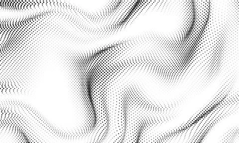 Flowing Wave Dot Halftone Vector Pattern: Curve Gradient Shape on Transparent Stock Illustration