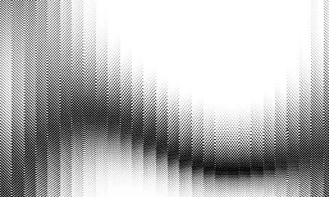 Flowing Wave Dot Halftone Vector Pattern: Curve Gradient Shape on Transparent Stock Illustration