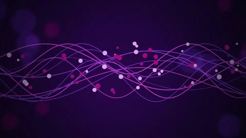 Flowing wave lines and floating circular particles move horizontally Stock Footage 342215495