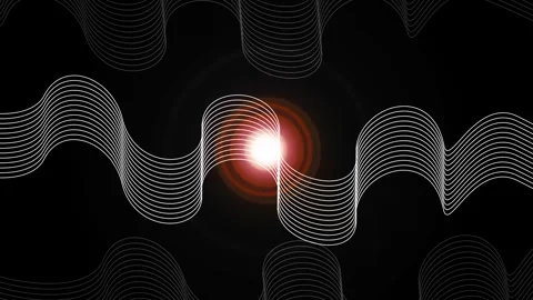 Flowing wave lines with central flare abstract background animation Video stock 328420198