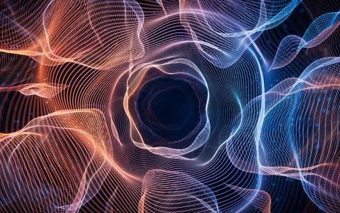 Flowing wave lines, curve pattern, 3d rendering. Illustrazione stock