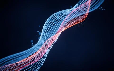 Flowing wave lines, curve pattern, 3d rendering. Illustrazione stock