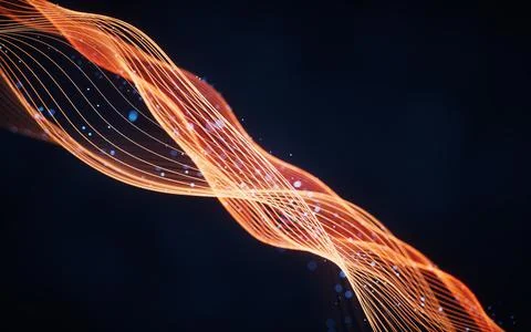 Flowing wave lines, curve pattern, 3d rendering. Illustrazione stock