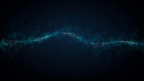 Flowing wave of luminous particles forming windribbon cyber Stock Footage 340053795
