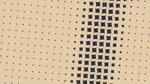 A flowing wave of navy pixel squares crosses a soft beige field, blending r.. Stock Illustration
