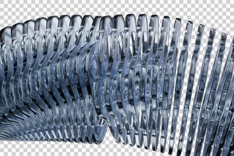 A flowing, wave-like structure made of numerous shiny, metallic Stock Photos