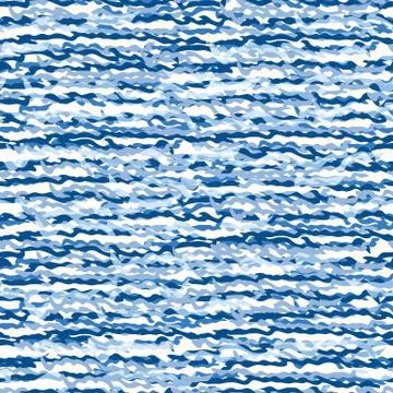 Flowing Wave Water Texture Seamless Vector Pattern. Blue Hand Drawn for Lake 스톡 일러스트