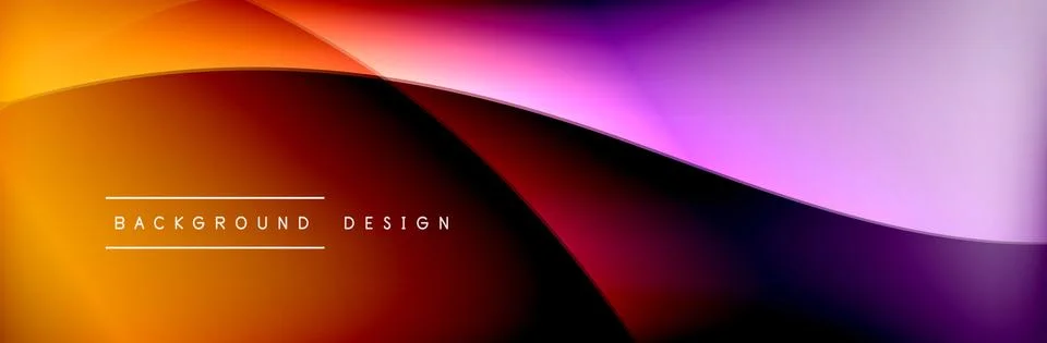 Flowing waves with 3d shadow effects and fluid gradients. Dynamic trendy Stock Illustration