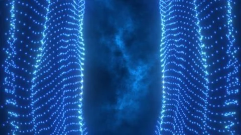 Flowing waves of glowing blue dots Illustrazione stock