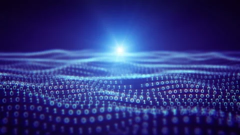 Flowing waves glowing light background video Stock Footage 150973860