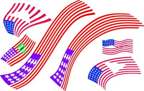 Flowing wavy American flag  pattern patriotic celebration Independence Day Stock Illustration