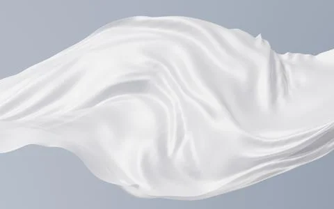Flowing white cloth background, 3d rendering. Stock Illustration