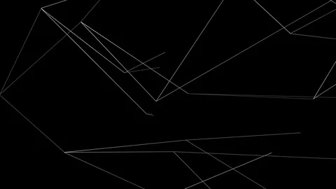 Flowing white lines drawing complex pattern - on black (4K) Video stock 116341021