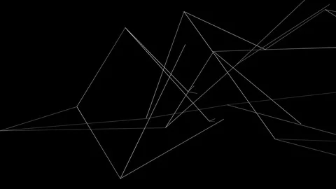 Flowing white lines drawing modern pattern - on black (4K) Video stock 116341946
