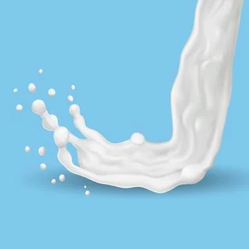 Flowing White Liquid Splash with Droplets Stock Illustration