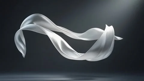 Flowing white silk fabric on dark background 스톡 동영상 338321464