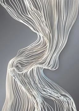 Flowing White Threads 3D Parametric Design Stock Illustration