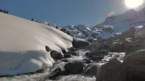 Flowing Winter River Slowmotion 4k Stock Footage 75253895