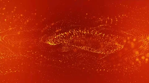 Flowing yellow dots and particles on a red background. Abstract digital par.. Stock Footage 292879713