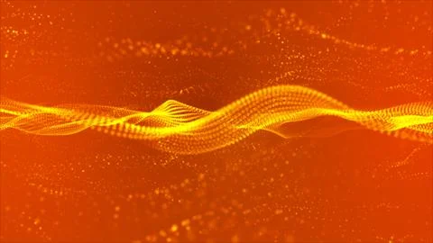 Flowing yellow dots and particles background. Abstract digital particle and.. 库存插图