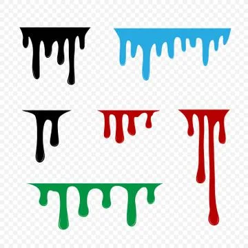 Flows of paint liquid blood set Stock Illustration