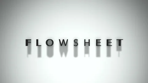 Flowsheet 3D title animation matte black text on a white background Stock Footage 300717263
