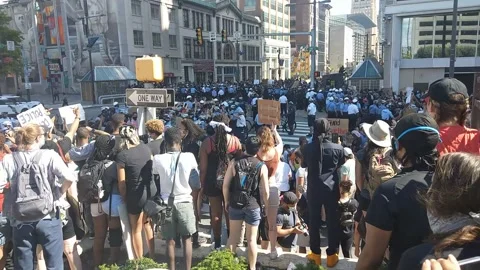 Floyd Protests Philly Stock Footage 158886286