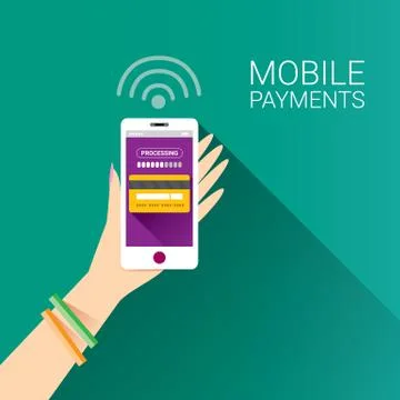 Flsmartphone processing of mobile payments Stock Illustration