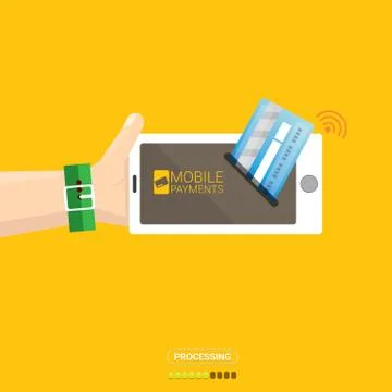 Flsmartphone processing of mobile payments Illustrazione stock