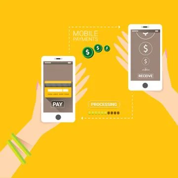 Flsmartphone processing of mobile payments Illustrazione stock