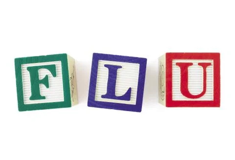 Flu alphabet blocks, viewed from above Stock Illustration