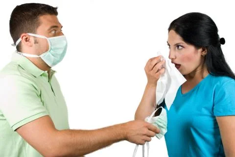 Flu and paranoia man Stock Photos