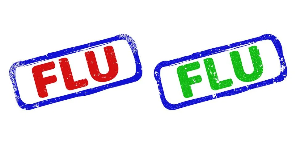 FLU Bicolor Rough Rectangle Stamp Seals with Unclean Styles Stock Illustration