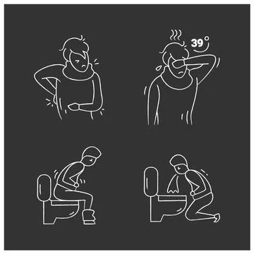 Flu chalk icons set Stock Illustration