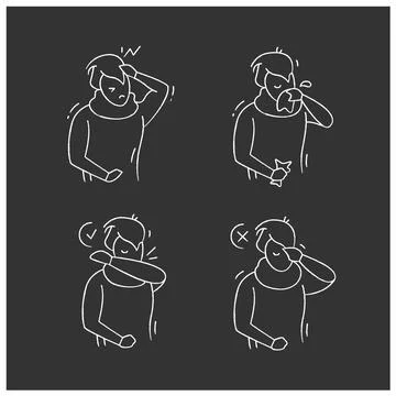 Flu chalk icons set Stock Illustration