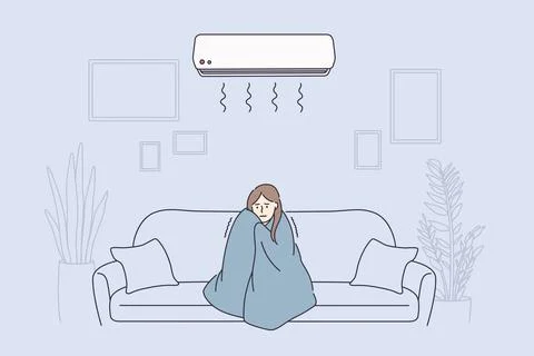 Flu, Fever, feeling cold concept 库存插图